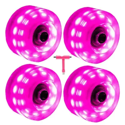 Quad Light Up Wheels 4 Pieces Roller Skate Wheels Silent Skate Replacement Wheels For Indoor Speed