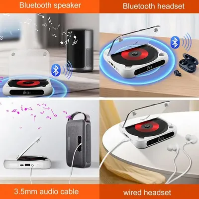 Disk Players Wireless Desktop Music Player With Headphones Rechargeable Music Player Anti-Shock