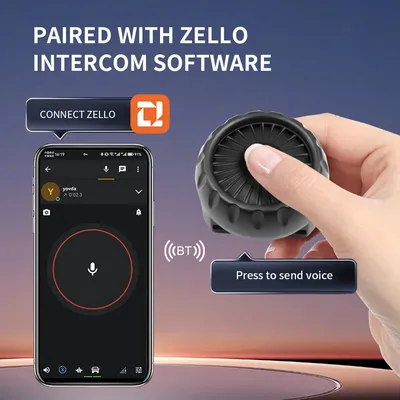 Wireless Bluetooth PTT Walkie Talkie Control Button for ZELLO Microphone Speaker for iOS Android