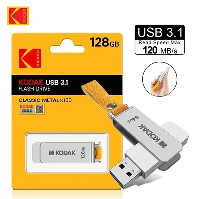 5PCS Kodak USB3.1 Metal Flash Drive 64GB 128GB 256GB High Speed Memory Stick Rotating USB Stick For