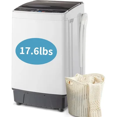 Full Automatic Washing Machine, 17.6Lbs Top Load Portable Washer with Drain Pump, 10 Wash Programs 8