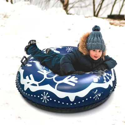 New Inflatable Ski Lap Sledding Tube Snow Tubes for Kids Inflatable Sled for Sledding with Handles