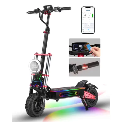 Electric Scooter 6000W Dual Drive Motor with Seat, 53Mph Top Speed,Max 85 Miles Long Range,11"