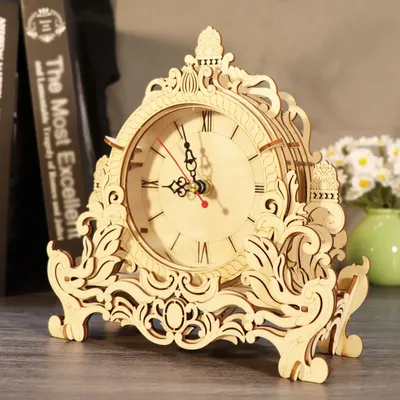 3D Wooden Puzzle Clock Model Kits Building Kits Desktop Clock DIY Architectural Building Blocks