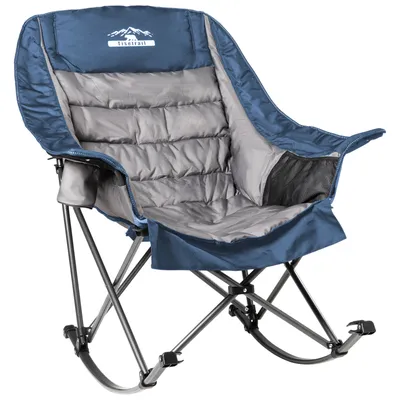 Tisetrail Oversized Rocking Camping Chair, Fully Padded Camp Chairs for Adults with Side Pocket and