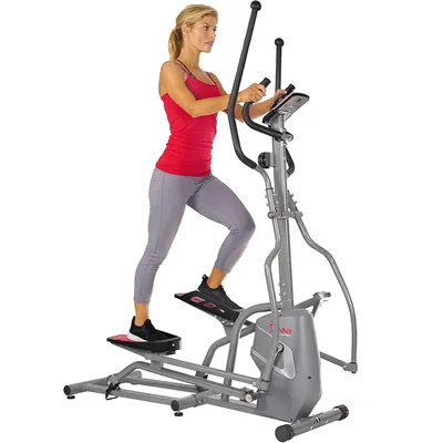 Fitness Magnetic Elliptical Trainer Machine w/Device Holder, LCD Monitor, 220 LB Max Weight and