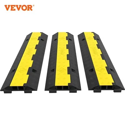 VEVOR Cable Protector 2 Channels 3/5 PCS Traffic Ramp Wire Cable Cover Cord Guard Speed Bump