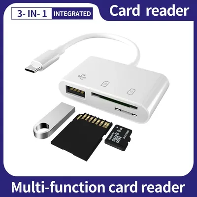 Multi 3 in 1 USB Type C Card Reader to SD TF USB Connection Smart Memory Card Reader Adapter for