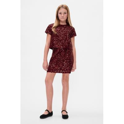 Gap Girls Red Sequin Velvet Mini Skirt (5-13yrs) - Red