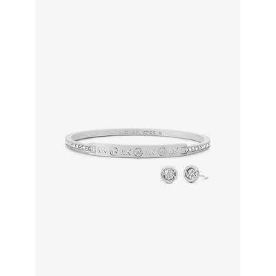 Michael Kors Pavé Logo Engraved Jewelry Gift Set Silver One Size