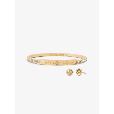 Michael Kors Pavé Logo Engraved Jewelry Gift Set Gold One Size