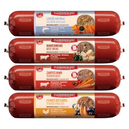 8x400g Mixpaket II (4 Sorten) Fleischeslust Hundefutter nass