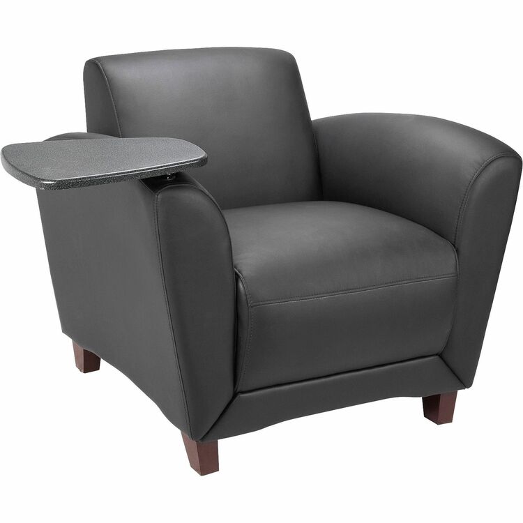 Lorell Bonded Reception Chair, Tablt, 36" x 34-1/2" x 31-1/4", Lthr/BK (LLR68953) Each