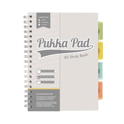 PUKKA PAD B5 Size Project Book, 4-Subject, Gray/White Study Book Cover, (100) 9.8 x 6.9 Sheets (PUK9824STU) Each PUKKA PAD® Log Books & Journals