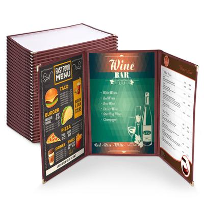 30pcs Menu Cover 8.5x14 Triple Fold 6 view double stitch Restaurant Cafe