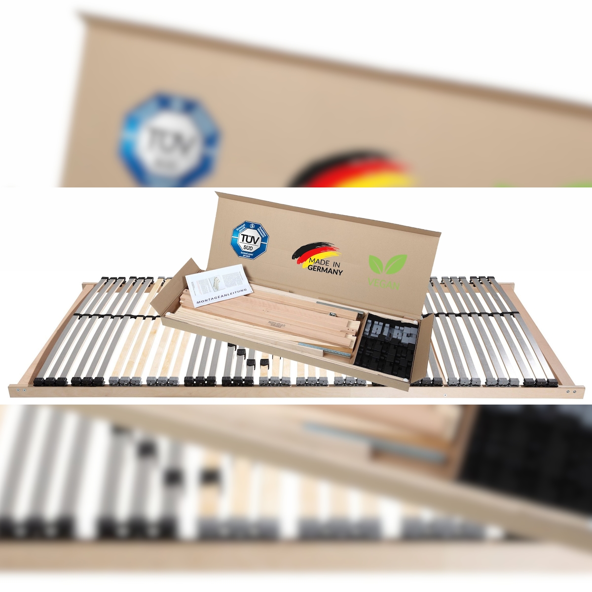 Lattenrost Premium Fix, Beco, wahlweise mit verstellbarem Kopfteil, zur einfachen Selbstmontage - Größe: 90 x 200 cm, Version: Kopfteil verstellbar Image