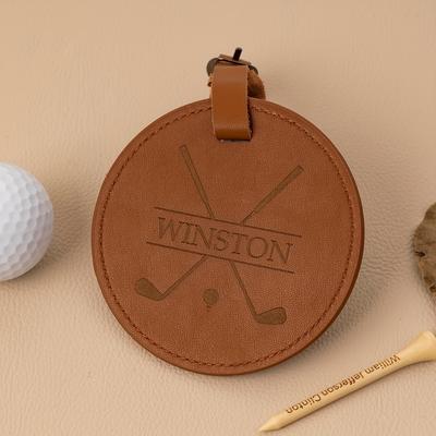 TEMU 1pc Personalized Golf Tee Bag, Pu Leather Engraved Golf Tee Holder, Golf Accessories Gifts For Men Women Image