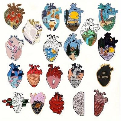 TEMU 20 Pcs Creative Enamel Heart Pins: Brooches For Backpacks, Bags, Clothes, Jackets, Hats, And Gifts - Suitable For Women And Men, 15 And Up