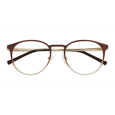Unisex s round Matte Brown Metal Prescription eyeglasses - Eyebuydirect s Jayce