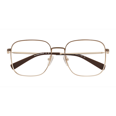 Unisex s square Gradient Brown Gold Metal Prescription eyeglasses - Eyebuydirect s Adley