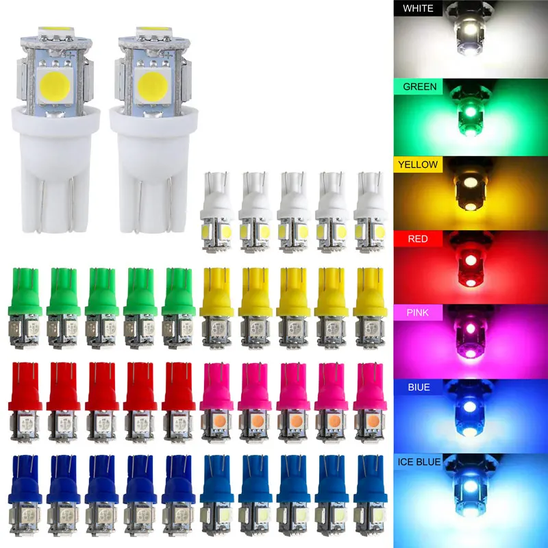 5 pz lampadina a LED per auto T10 W5W 194 luce di segnalazione a LED 12 V 5050 bianco multicolore lato auto cuneo bagagliaio luce interna per auto plafoniera