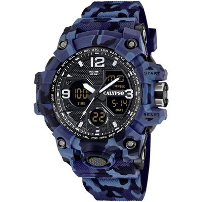 Chronograph CALYPSO WATCHES "X-Trem", blau (blau, schwarz), Armbanduhren, Herren, Quarzuhr, Armbanduhr, Herrenuhr, analog, digital, Tag, Monat Image