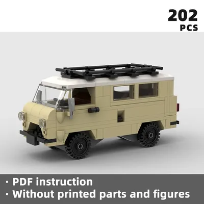 Klassische UAZ-452 buhanka 4x4 van Camper Umbau Ziegel russische Überland Fahrzeug blöcke Gebäude Auto einzigartige Anzeige Klocki Moc Image