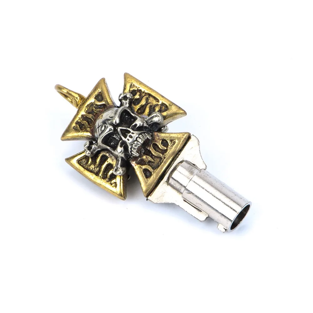 Vintage Kreuz Schädel Rohr Barrel Blank Motorrad Zündung Sattel Tasche Schlüssel für Harley Universal Image