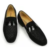 Men Shoes Casual Slip on Fashion New Loafers Cow Suede and Patent Leather Luxury Black One-step Shoe