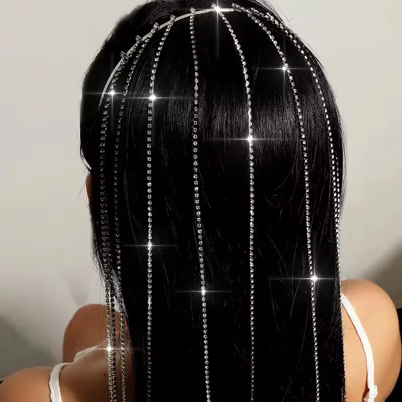 Modisches Haarband für Frauen mit langen Quasten und langen Quasten, luxuriöse, wunderschöne Kopf bedeckungen, glänzende Haarschmuck für Versammlungen Image