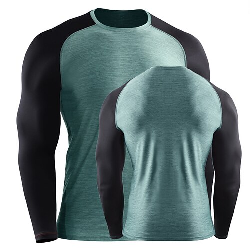Herren Lauf-T-Shirt Langarm T-Shirt Lässig Athleisure Frühling Herbst Farbblock Schnelltrocknend Atmungsaktiv Fitnesstraining Gehen Joggen Sportbekleidung Sportkleidung Rote Dunkelmarine Salbei Image