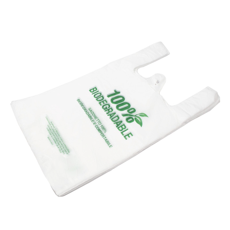 DayBays 4000 Stk. Bio Hemdchentragetaschen 27+13x48 cm 100% Biodegradable Bag weiß geblockt Image