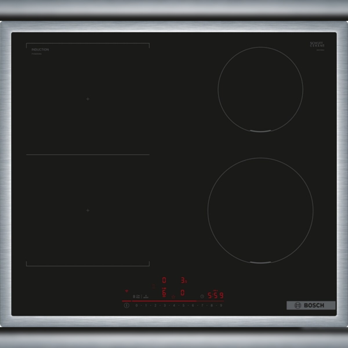 Bosch Serie 6 PVS645HB1E Induktionskochfeld, 60 cm, Schwarz, Mit Rahmen aufliegend Image