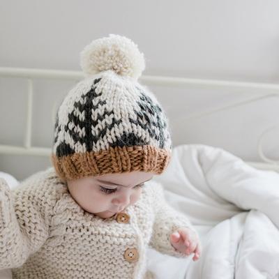 Huggalugs Forest Knit Beanie Hat - Natural, Small (0-6 months)