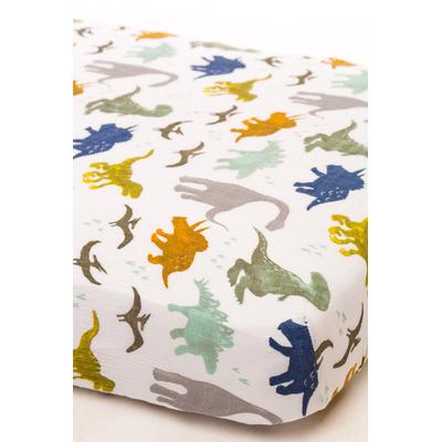 Little Unicorn Cotton Muslin Fitted Sheet - Dino Friends