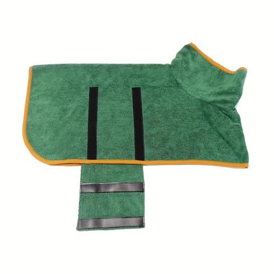 TEMU Dog Drying Coat Bathrobe Towel, Microfiber Quick-dry Robe, Adjustable Collar And Waist, Polyester Material For Dogs, Pet Grooming Supplies