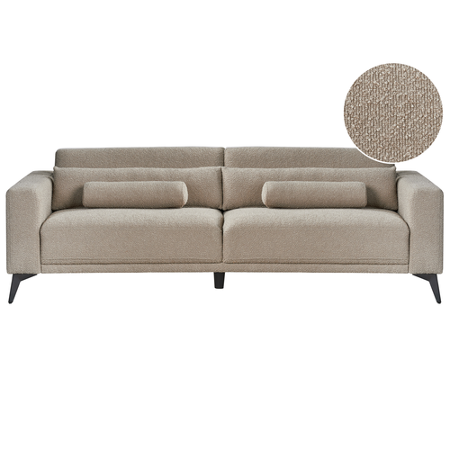 Sofa Taupe aus Bouclé Stoff 3-Sitzer Verstellbare Rückenlehne Gepolstert Stoffsofa Polstersofa Modernes Design für Wohnzimmer