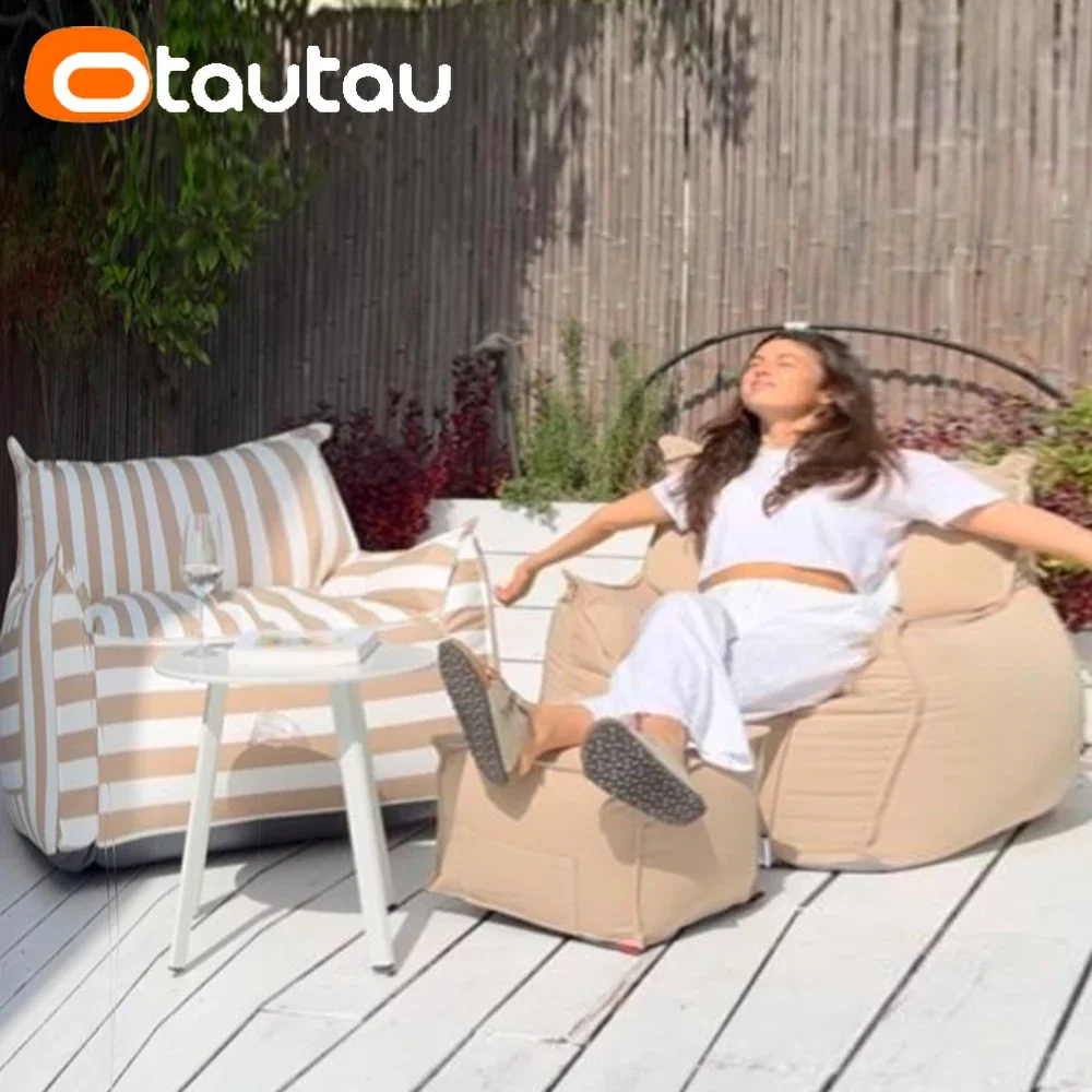 Otautau Outdoor Sitzsack Sessel bezug ohne Füll boden Sitzsack Sofa Hocker Couch mit Ottomane Fuß stütze Hocker sf185 Image