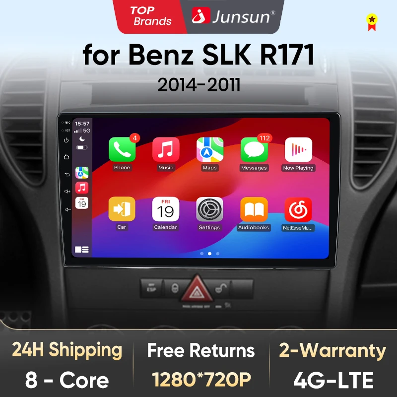 Junsun Drahtlose Carplay Android Auto Auto Radio Für Mercedes Benz SLK Klasse R171 2004-2011 SLK 200 280 multimedia GPS autoradio Image