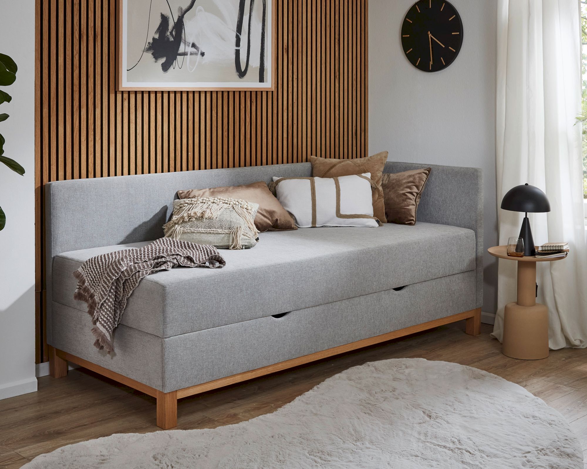 meise.möbel »Santos« Polsterbett inkl. Bettkasten 90x200 cm / hellgrau