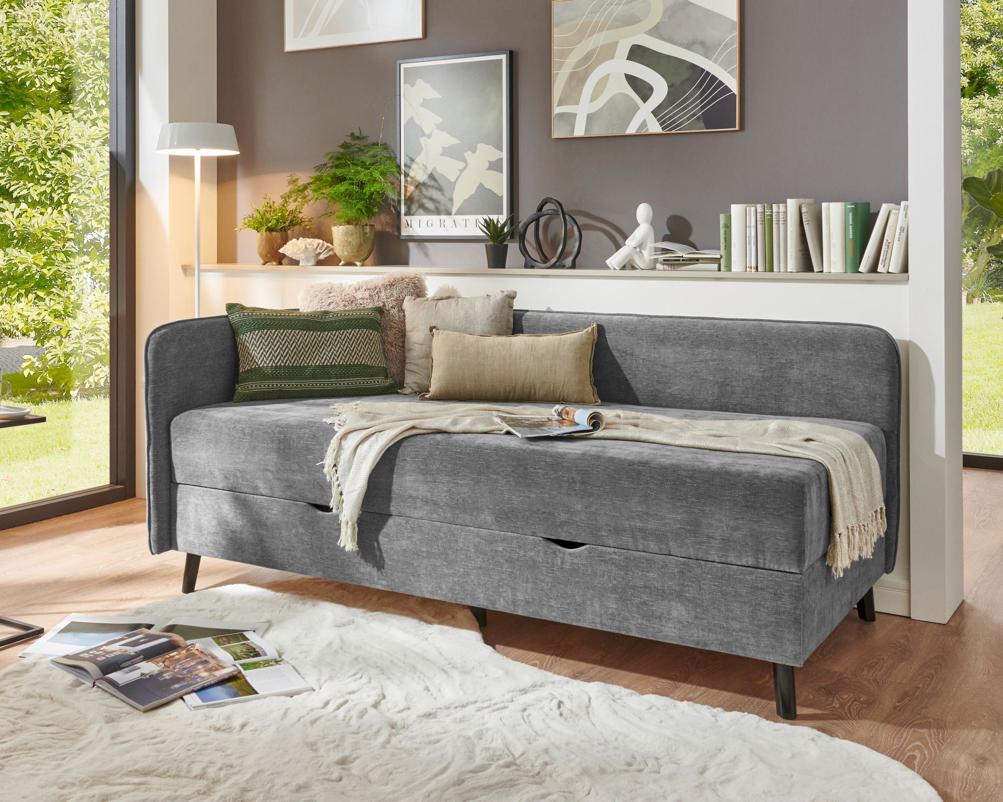 meise.möbel »Kiruna« Polsterbett inkl. Bettkasten 90x200 cm / beige