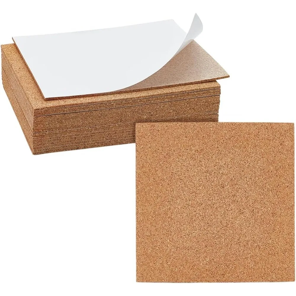 20er Pack selbst klebende Kork platten 6x6 Zoll Kork platten matte 2mm dicke quadratische Kork untersetzer für Bulletin Boards, Wand dekoration