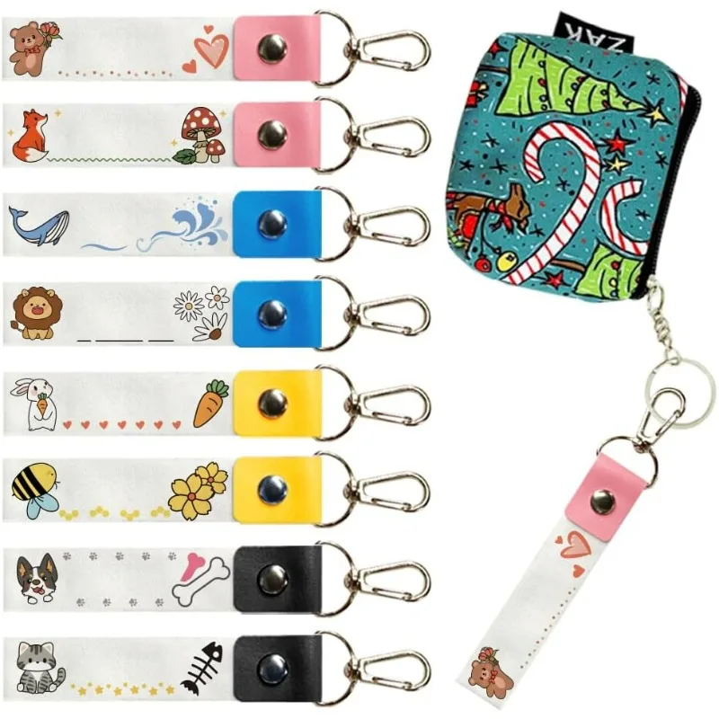 8 Stück personalisierte Namensschilder mit Tiermotiv, Haken, 5,1 x 0,8 Zoll, Rucksack-Namensschilder, Kaninchen, Fuchs, Kindertagesstätte, Etiketten, Hund, Katze, PU-Leder Image