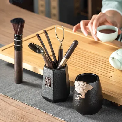 Gianxi Teezeremonie sechs Herren Set Tee machen Tee Set Topf Stift Tee Gabel Tee Nadel Tee Kunst Zubehör Ebenholz Werkzeug Teekanne