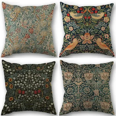 Vogel Blumen botanisch grün Leinen Kissen bezüge traditionelle klassische Kunst Kissen bezüge, Image