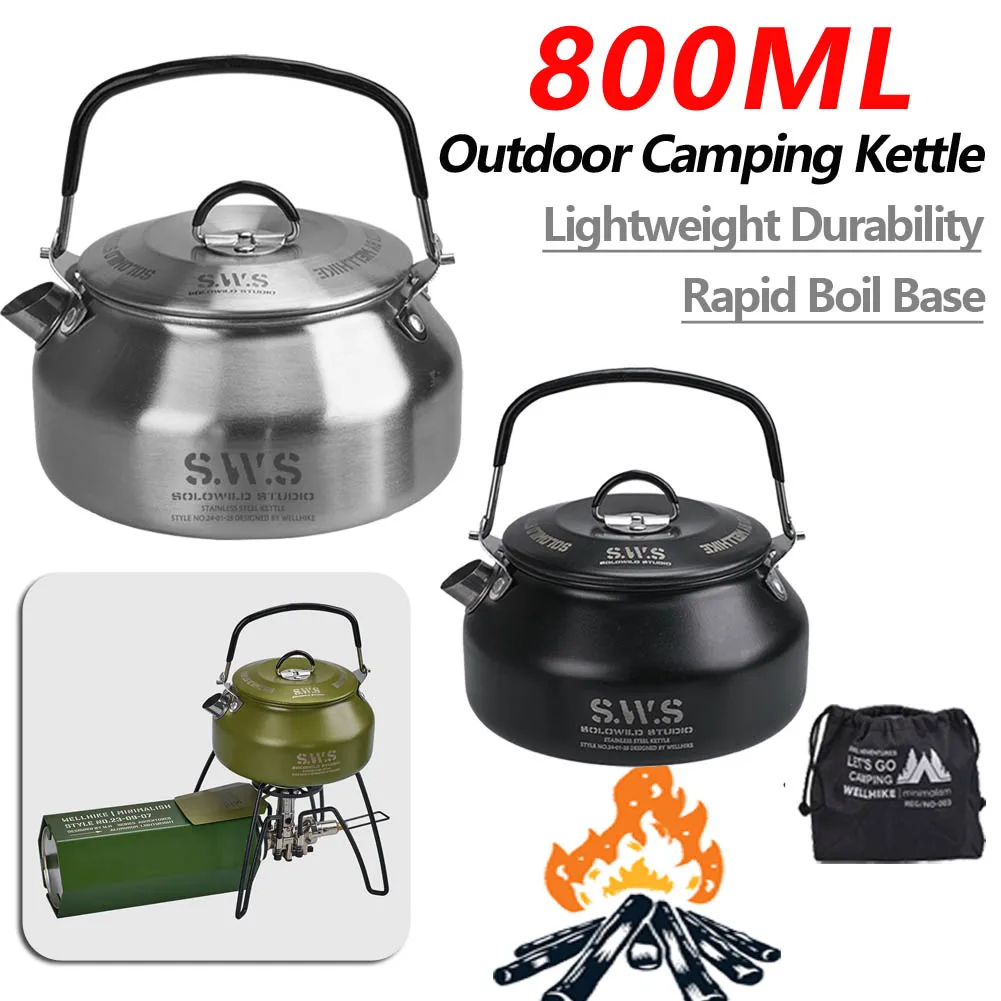 0,8 l Camping kessel im Freien mit Griff Wasserkocher Geschirr rutsch feste leichte Kaffeekanne für Camping im Freien Image