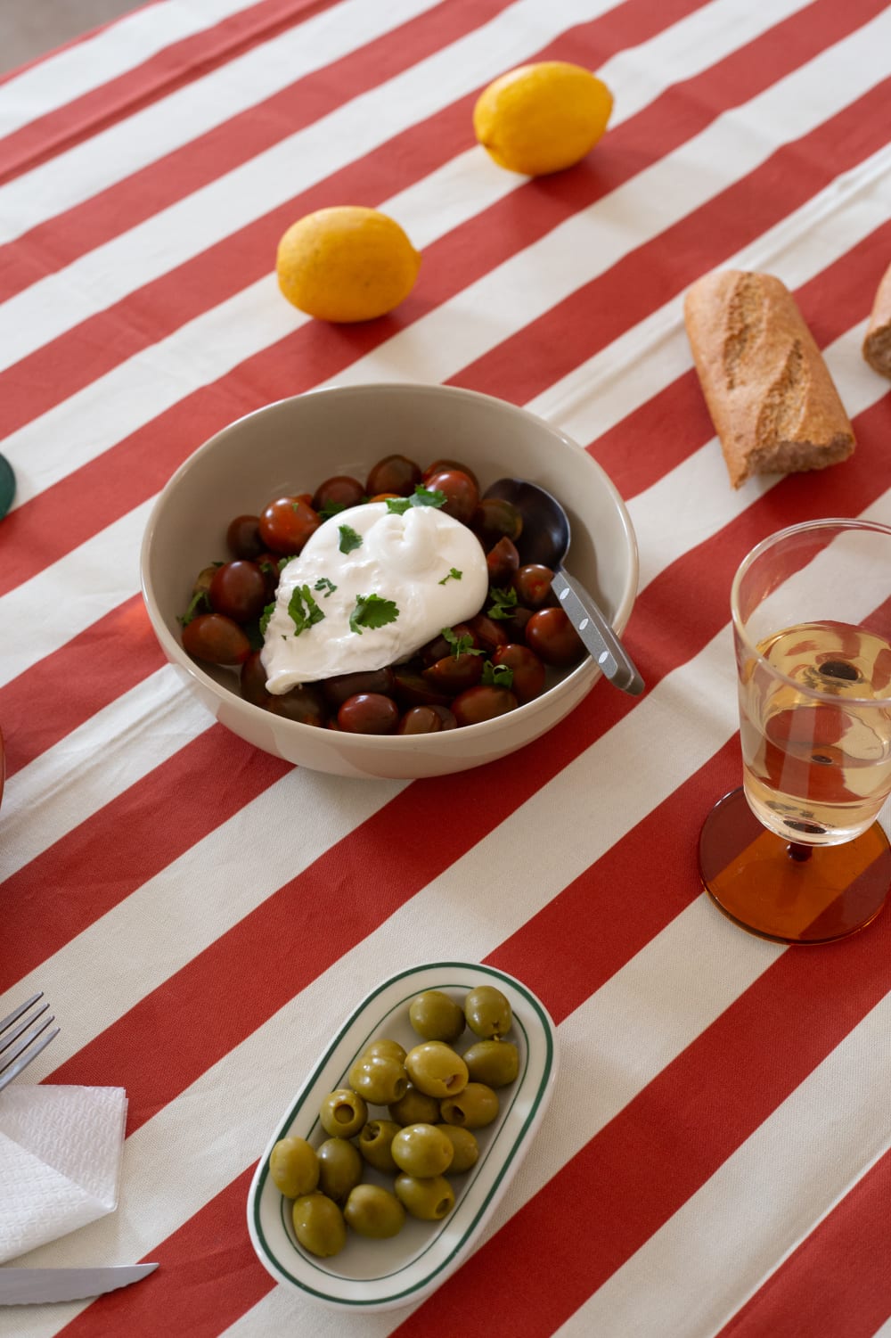 Tovaglia rossa e bianca a righe