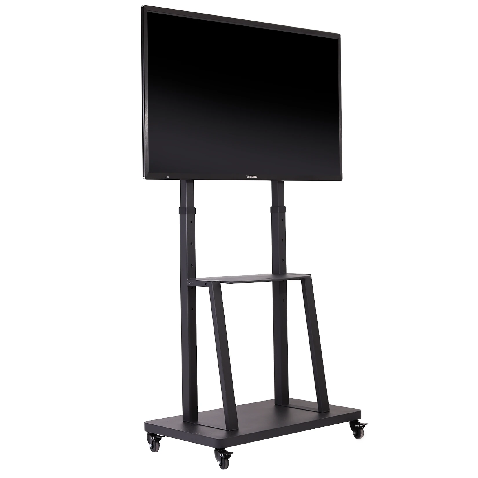 Universal TV Ständer mit Rollen, TV Wagen Fernsehständer Rollbar Höhenverstellbar, Extra Stabil TV Standfuss mit AV-Ablagen für 32"–80", VESA 600x400mm, bis Max 65kg