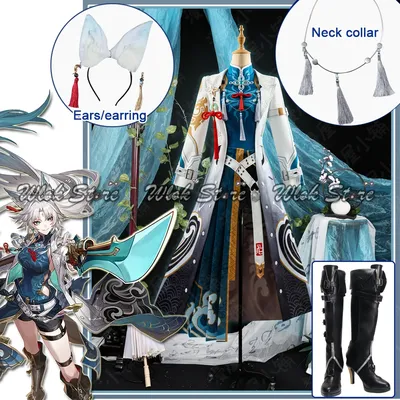 Honkai Star Rail Feixiao Cosplay Kostüm Perücke Ohren Ohrring Xianzhou Yaoqing der große General Fei Image
