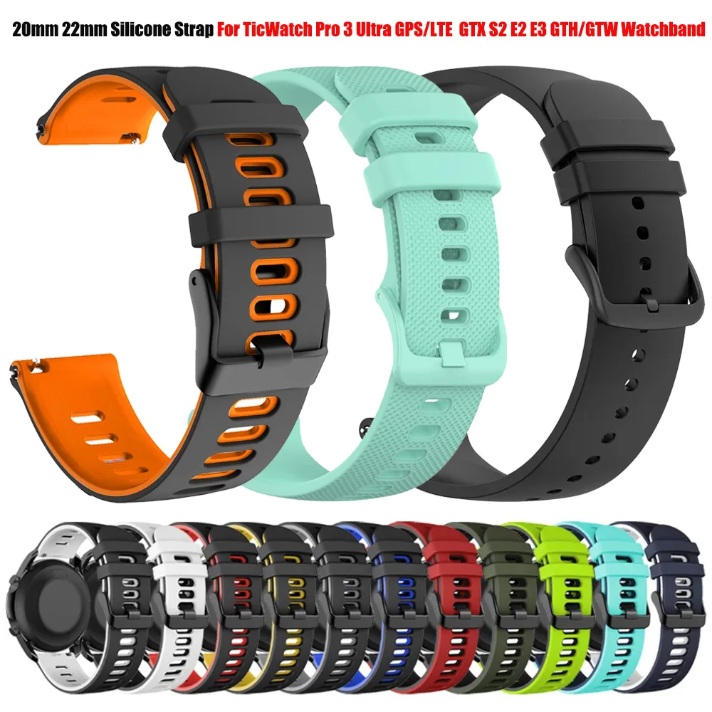 Für TicWatch Pro 3 Ultra Uhr Band GPS/LTE für Ticwatch GTX S2 E2 E3 GTH/GTW Sport armband Armband 20mm 22mm Silikon Armband Image